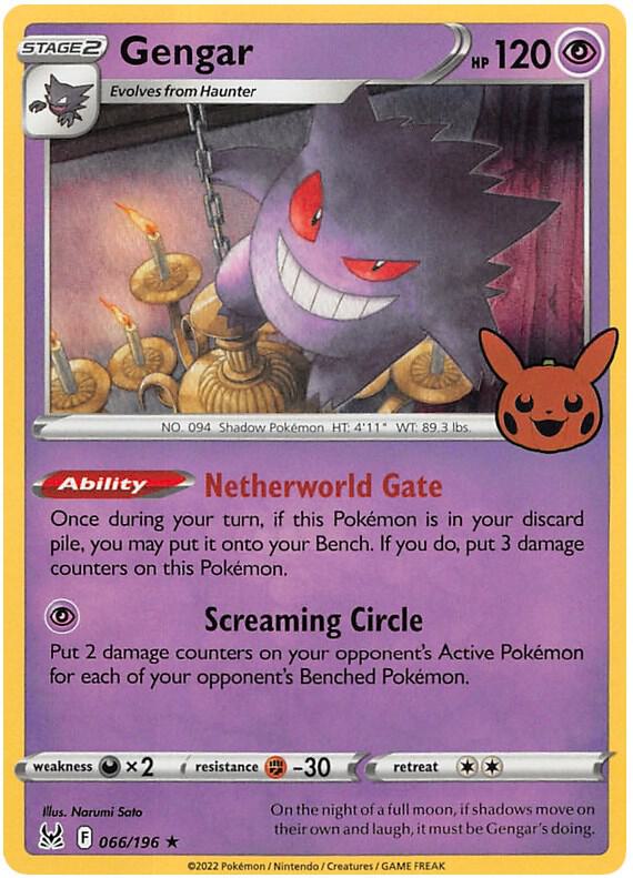 Gengar (2022 Copyright Date) Holo Rare Trick or Trade BOOster Bundle 2023 066/196 MP (Back)