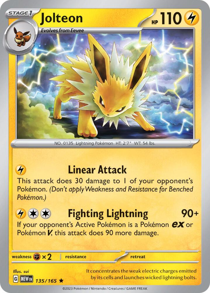 Jolteon Rare SV: Scarlet & Violet 151 135/165 MP (Back)