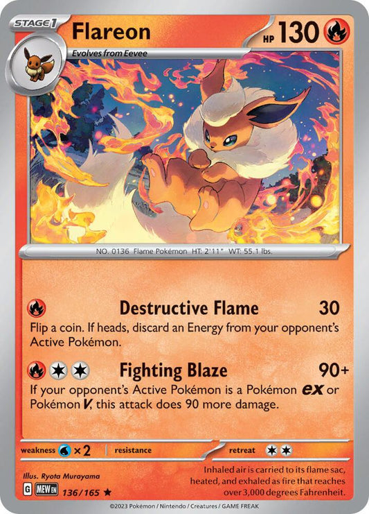 Flareon Rare SV: Scarlet & Violet 151 136/165 MP (Back)