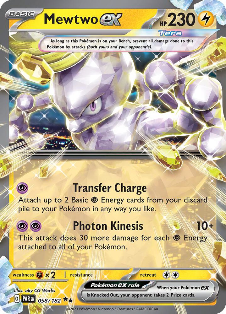 Mewtwo ex Double Rare SV04: Paradox Rift 058/182 MP (Back)