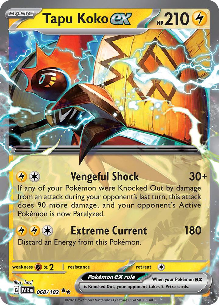 Tapu Koko ex Double Rare SV04: Paradox Rift 068/182 MP (Back)