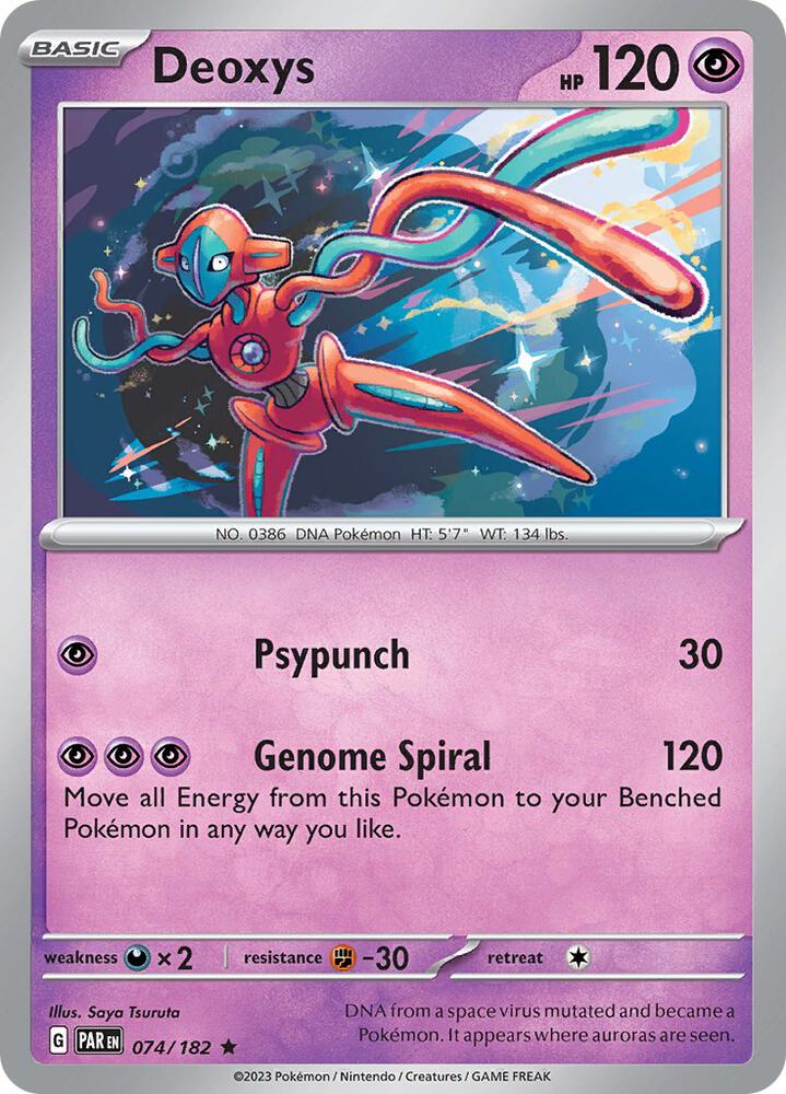 Deoxys Rare SV04: Paradox Rift 074/182 MP (Back)