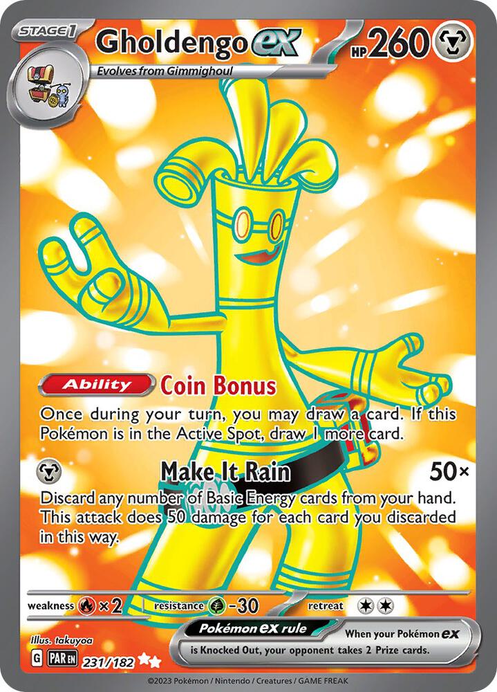 Gholdengo ex Ultra Rare SV04: Paradox Rift 231/182 NM (Back)