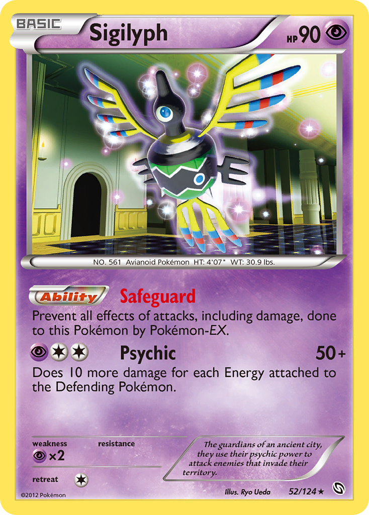 Sigilyph 52/124 Pokémon Dragons Exalted (2012) English card — catalogue reference