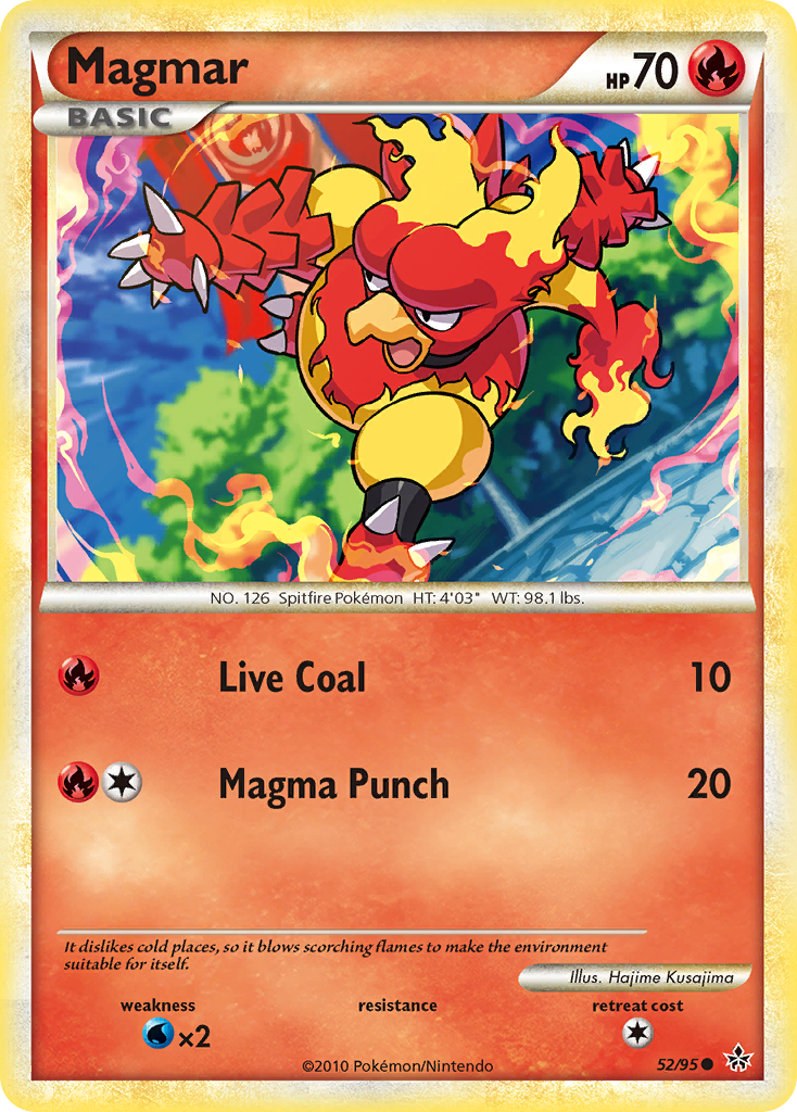 Magmar 52/95 Pokémon Unleashed (2010) English card — catalogue reference