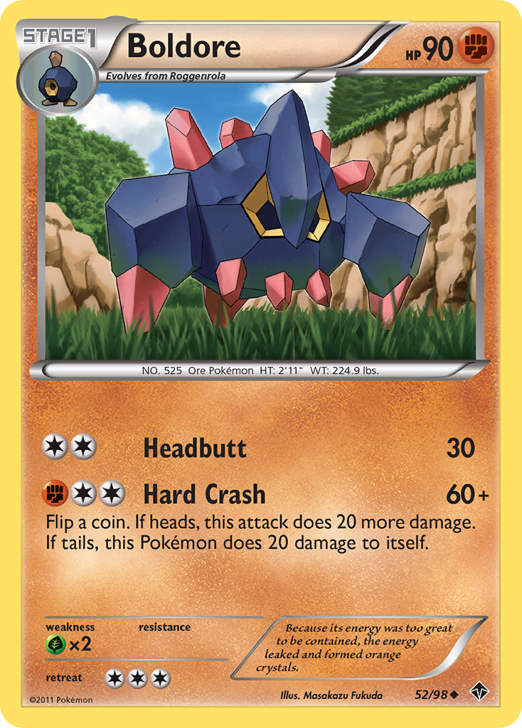 Boldore 52/98 Pokémon Emerging Powers (2011) English card — catalogue reference