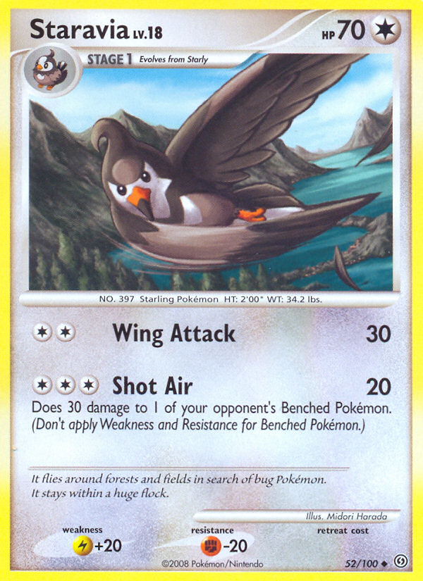 Staravia 52/100 Pokémon Stormfront (2008) English card — catalogue reference