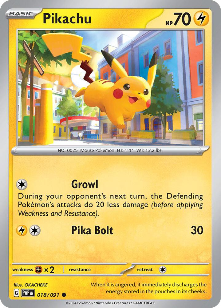 Pikachu - Common SV: Paldean Fates 018/091 MP (Back)