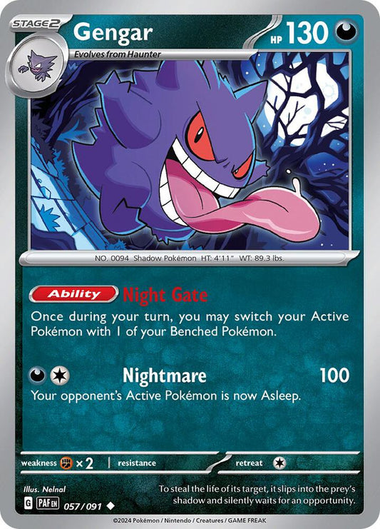 Gengar Uncommon SV: Paldean Fates 057/091 MP (Back)