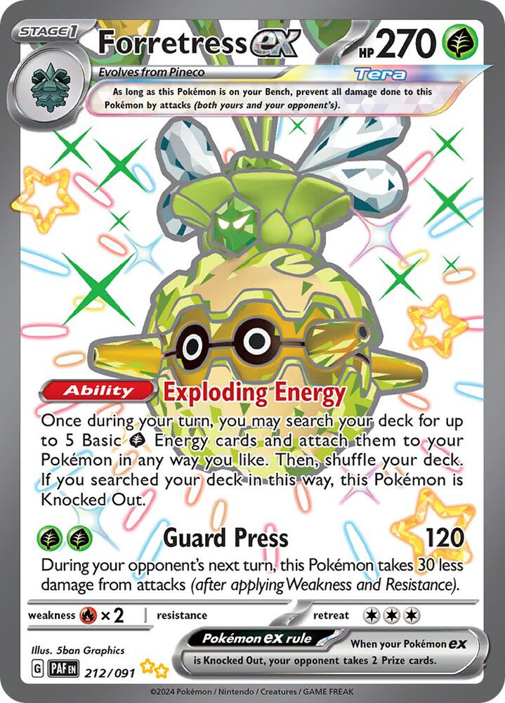Forretress ex - Shiny Ultra Rare SV: Paldean Fates 212/091 MP (Back)