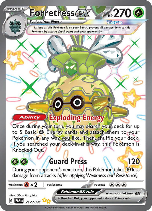Forretress ex - Shiny Ultra Rare SV: Paldean Fates 212/091 MP (Back)