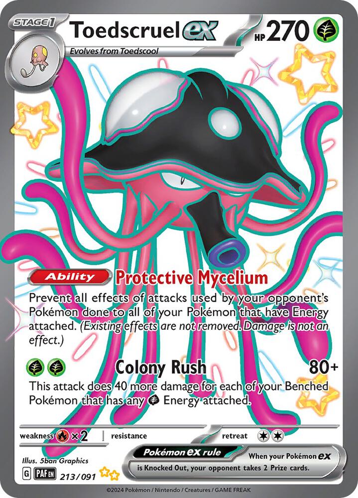 Toedscruel ex Shiny Ultra Rare SV: Paldean Fates 213/091 NM (Back)