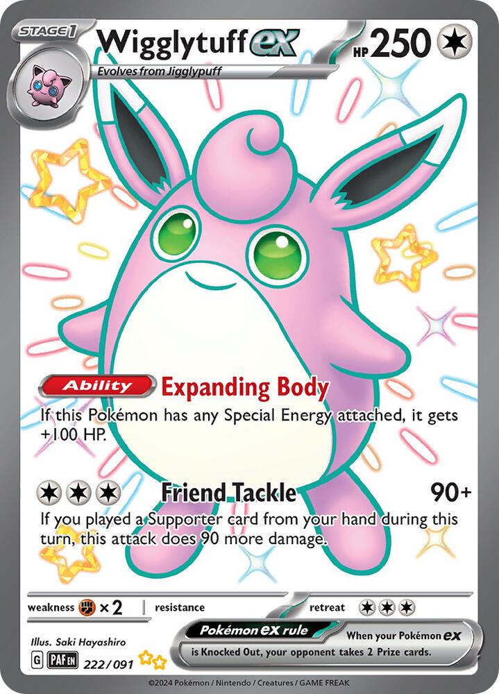 Wigglytuff ex Shiny Ultra Rare SV: Paldean Fates 222/091 MP (Back)