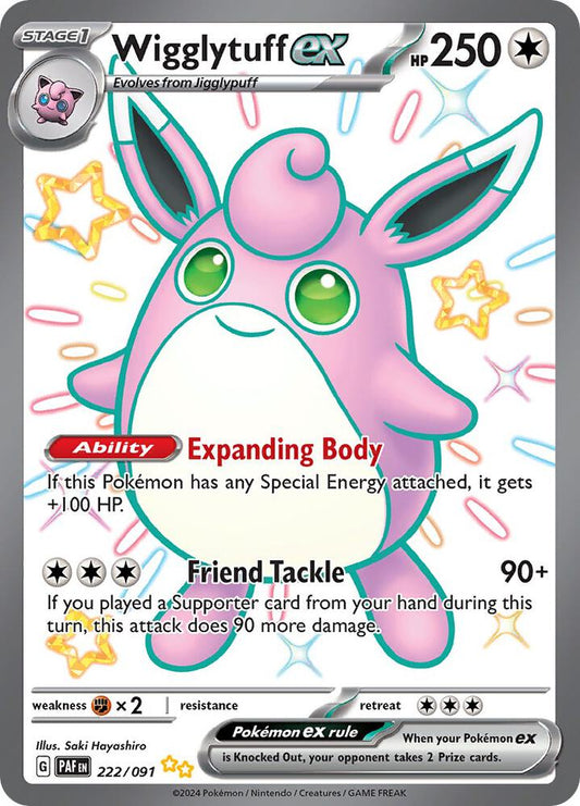 Wigglytuff ex Shiny Ultra Rare SV: Paldean Fates 222/091 MP (Back)