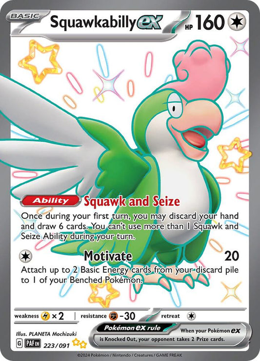Squawkabilly ex Shiny Ultra Rare SV: Paldean Fates 223/091 NM (Back)