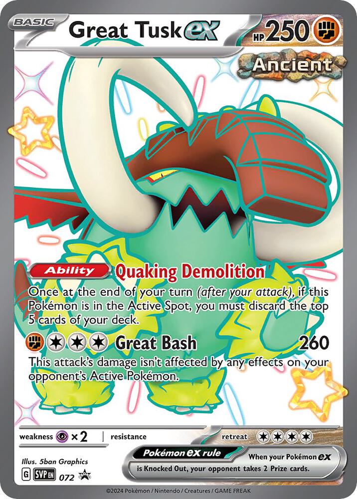 Great Tusk ex Promo SV: Scarlet & Violet Promo Cards 072 MP (Back)