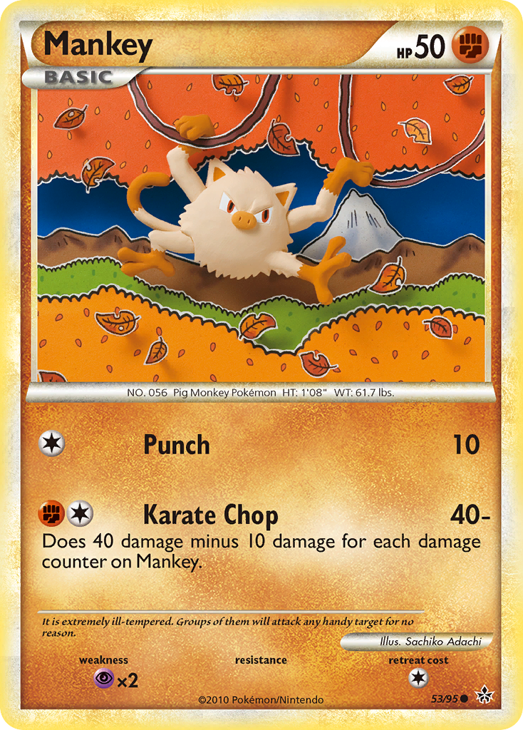 Mankey 53/95 Pokémon Unleashed (2010) English card — catalogue reference