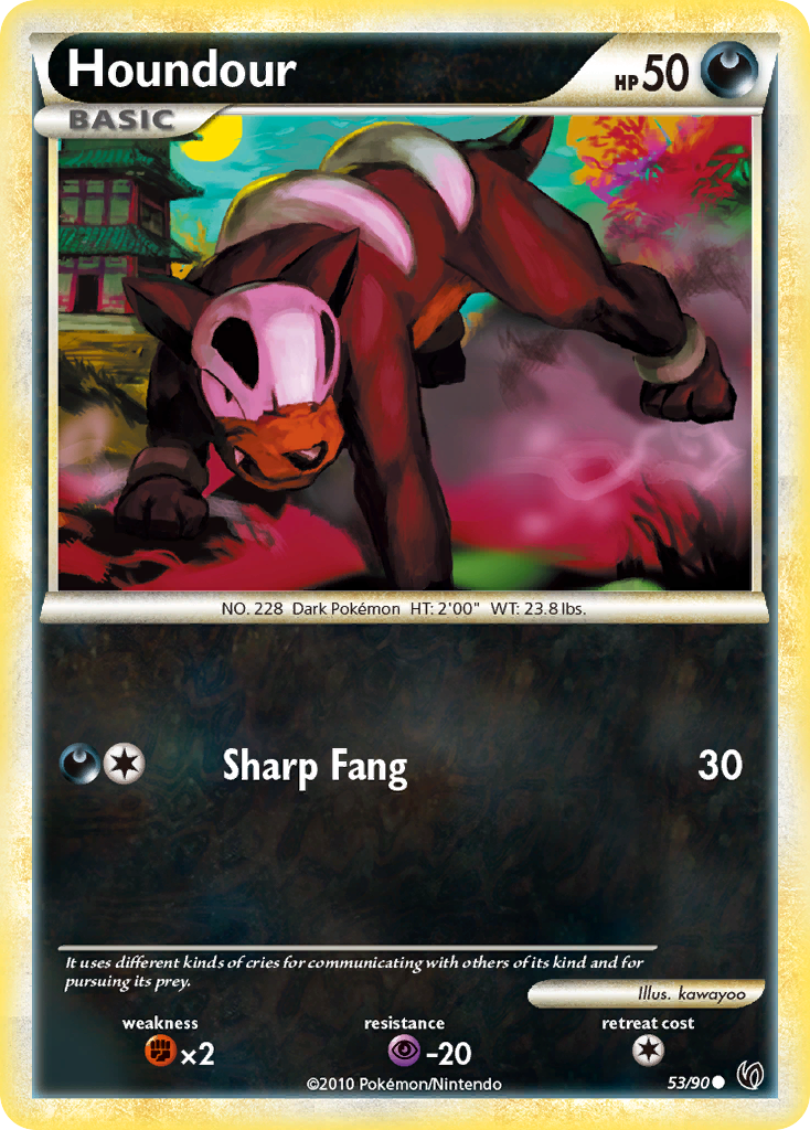 Houndour 53/90 Pokémon Undaunted (2010) English card — catalogue reference