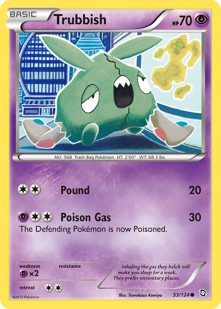 Trubbish 53/124 Pokémon Dragons Exalted (2012) English card — catalogue reference