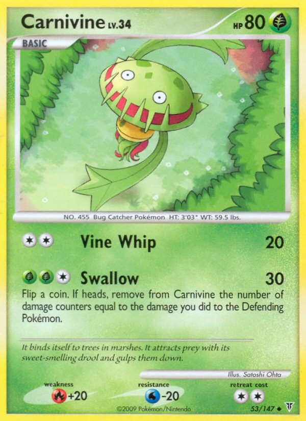 Carnivine 53/147 Pokémon Supreme Victors (2009) English card — catalogue reference