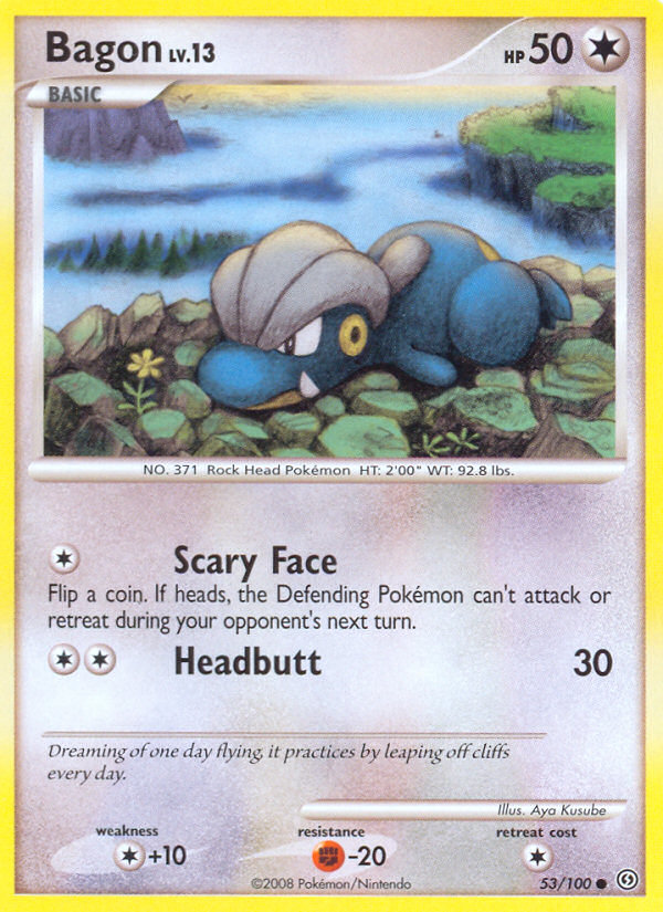 Bagon 53/100 Pokémon Stormfront (2008) English card — catalogue reference