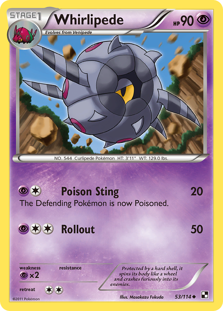 Whirlipede 53/114 Pokémon Black & White (2011) English card — catalogue reference