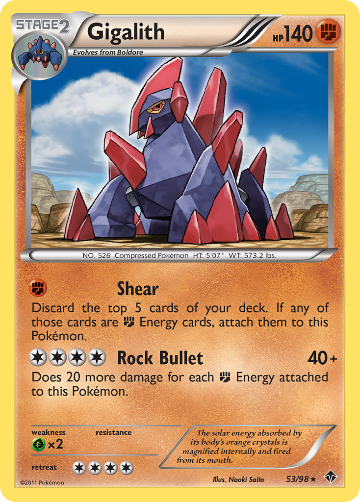 Gigalith 53/98 Pokémon Emerging Powers (2011) English card — catalogue reference
