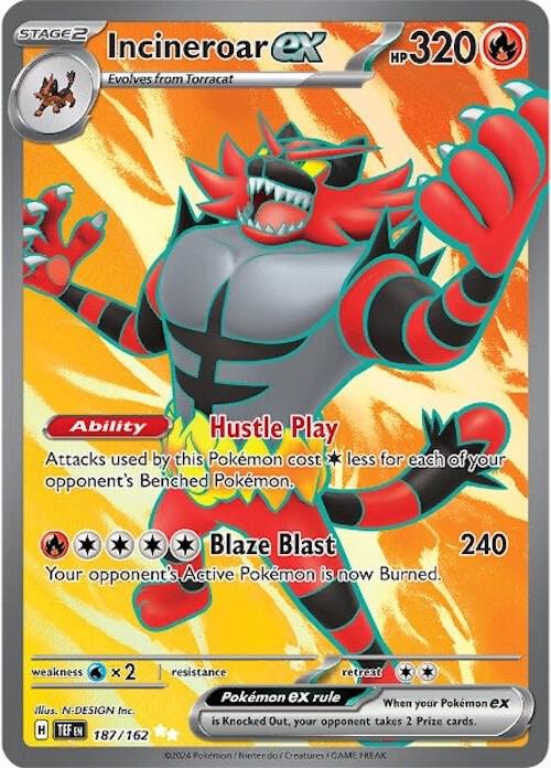 Incineroar ex Ultra Rare SV05: Temporal Forces 187/162 NM (Back)