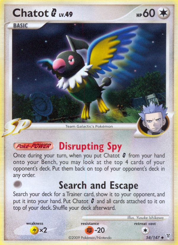 Chatot G 54/147 Pokémon Supreme Victors (2009) English card — catalogue reference