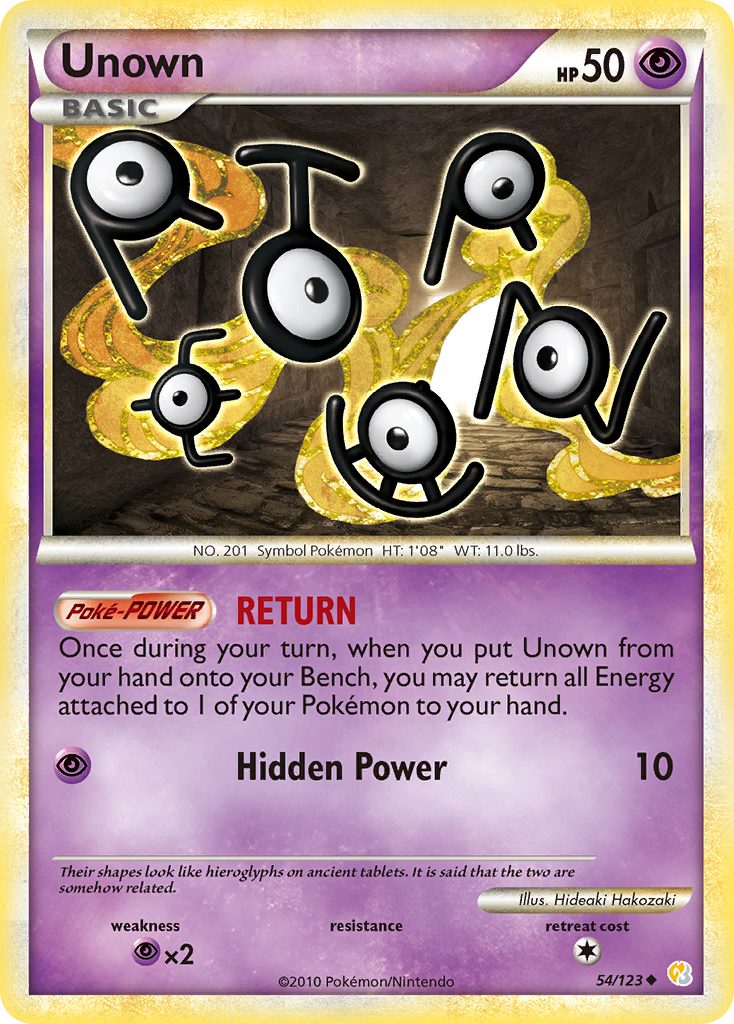 Unown 54/123 Pokémon HeartGold & SoulSilver (2010) English card — catalogue reference