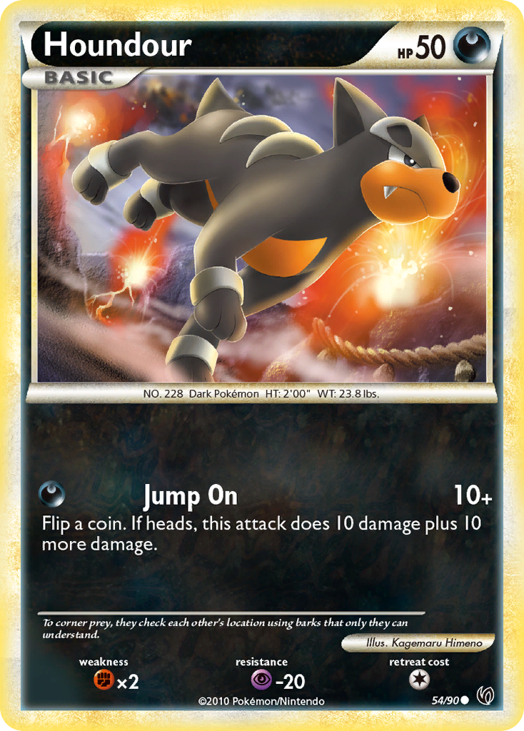 Houndour 54/90 Pokémon Undaunted (2010) English card — catalogue reference