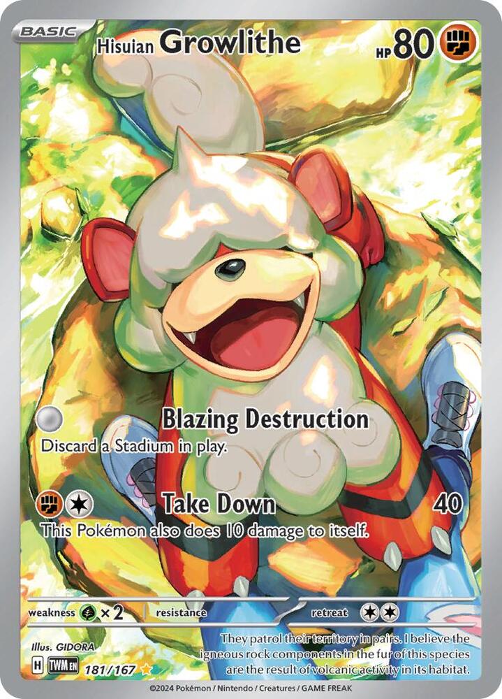 Hisuian Growlithe Illustration Rare SV06: Twilight Masquerade 181/167 MP (Back)