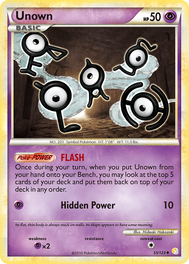 Unown 55/123 Pokémon HeartGold & SoulSilver (2010) English card — catalogue reference