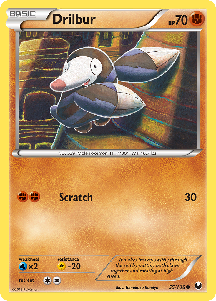 Drilbur 55/108 Pokémon Dark Explorers (2012) English card — catalogue reference