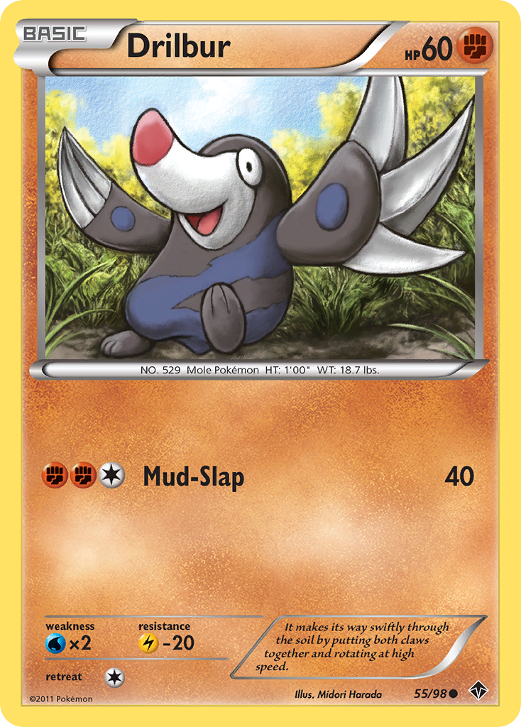 Drilbur 55/98 Pokémon Emerging Powers (2011) English card — catalogue reference