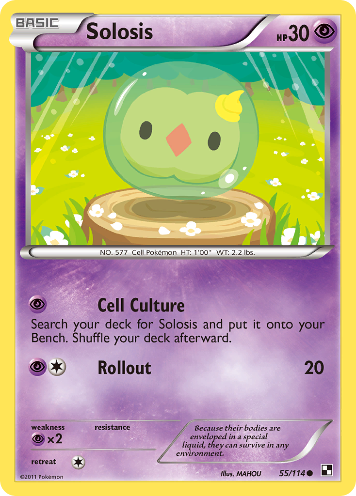 Solosis 55/114 Pokémon Black & White (2011) English card — catalogue reference