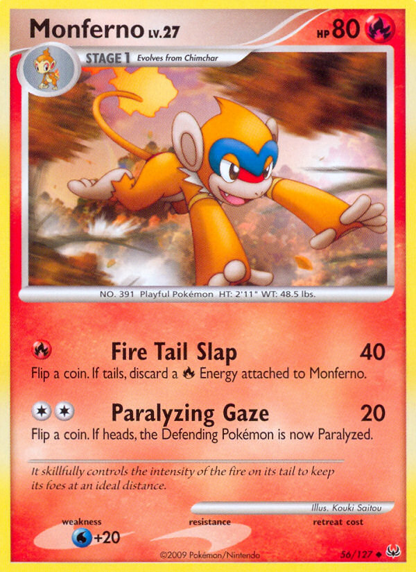 Monferno 56/127 Pokémon Platinum (2009) English card — catalogue reference