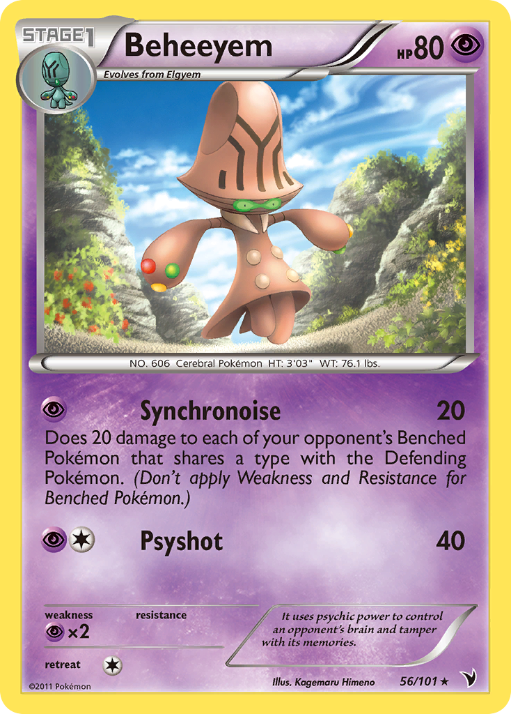 Beheeyem 56/101 Pokémon Noble Victories (2011) English card — catalogue reference