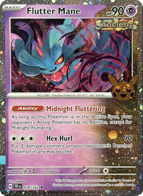 Flutter Mane (Cosmos Holo) Holo Rare Trick or Trade BOOster Bundle 2024 078/162 MP (Back)