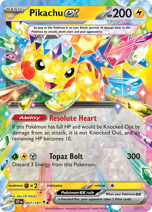 Pokemon Pikachu ex Surging Sparks 057/191 Trading Card