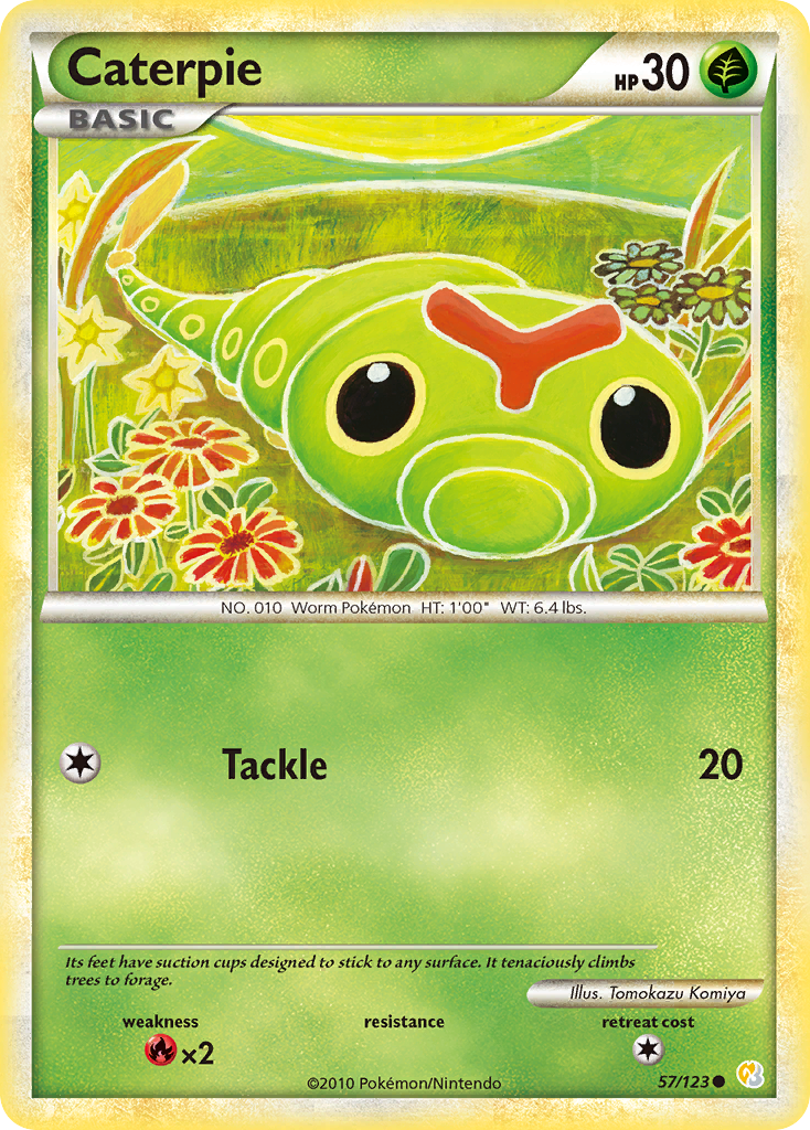 Caterpie 57/123 Pokémon HeartGold & SoulSilver (2010) English card — catalogue reference