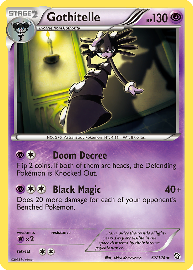 Gothitelle 57/124 Pokémon Dragons Exalted (2012) English card — catalogue reference