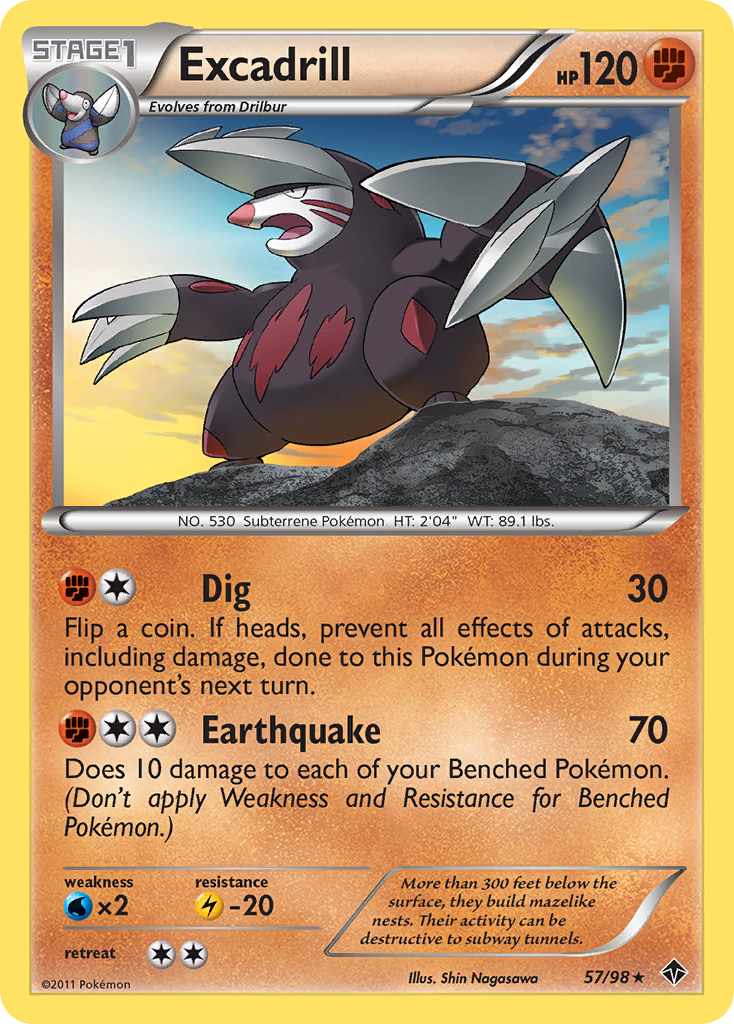 Excadrill 57/98 Pokémon Emerging Powers (2011) English card — catalogue reference