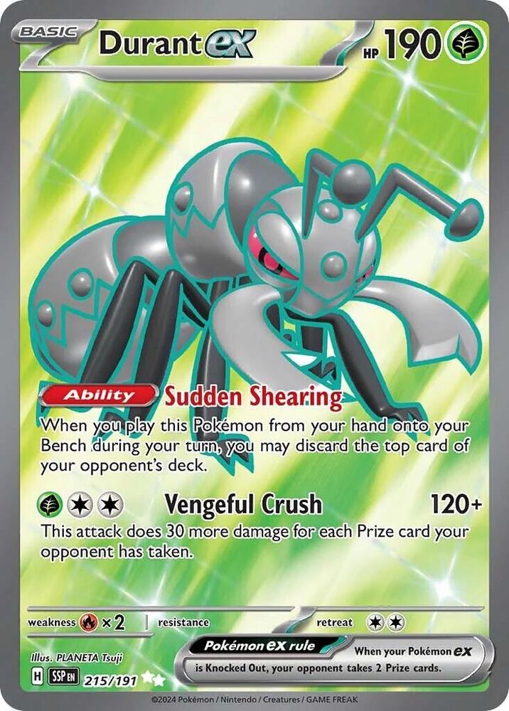 Durant ex Ultra Rare SV08: Surging Sparks 215/191 MP (Back)
