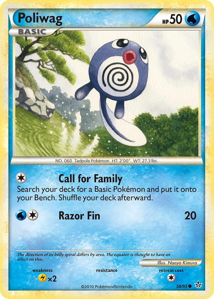 Poliwag 58/95 Pokémon Unleashed (2010) English card — catalogue reference