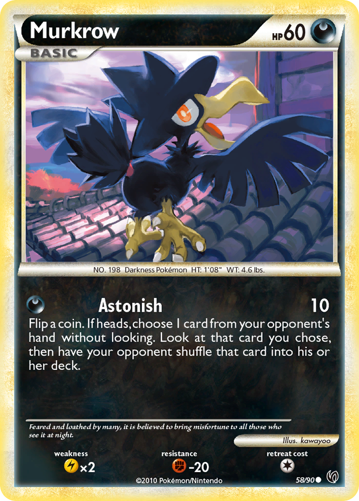 Murkrow 58/90 Pokémon Undaunted (2010) English card — catalogue reference