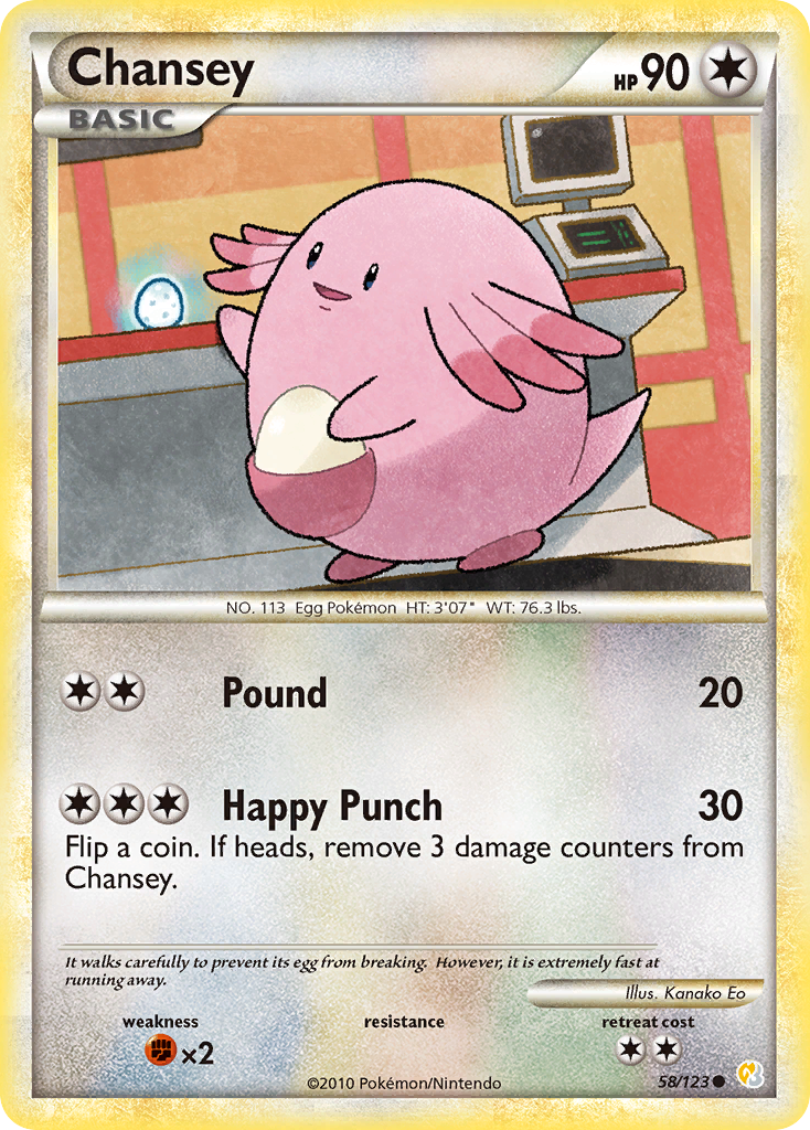 Chansey 58/123 Pokémon HeartGold & SoulSilver (2010) English card — catalogue reference
