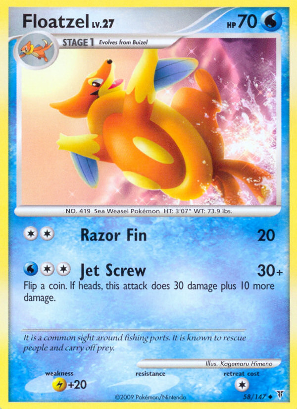 Floatzel 58/147 Pokémon Supreme Victors (2009) English card — catalogue reference