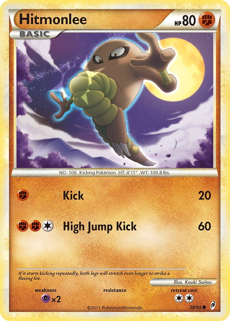 Hitmonlee 58/95 Pokémon Call of Legends (2011) English card — catalogue reference
