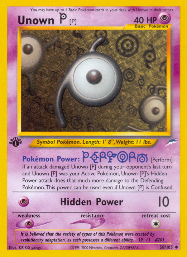 Unown [P] 58/105 — Pokémon Neo Destiny